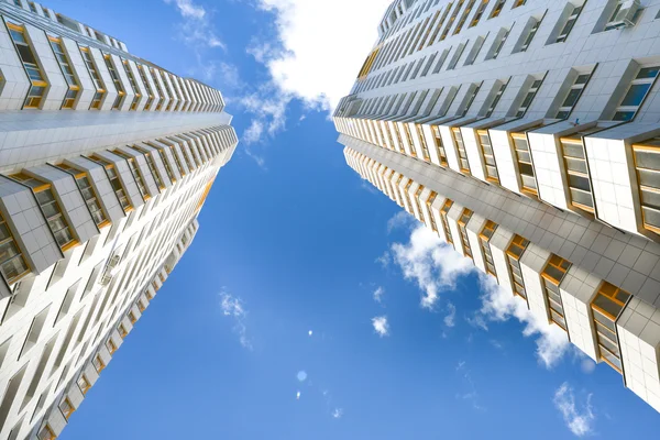 Two high density residental apartments view from below