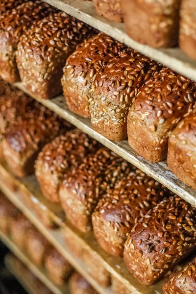 Bread on the shelf at bread factory