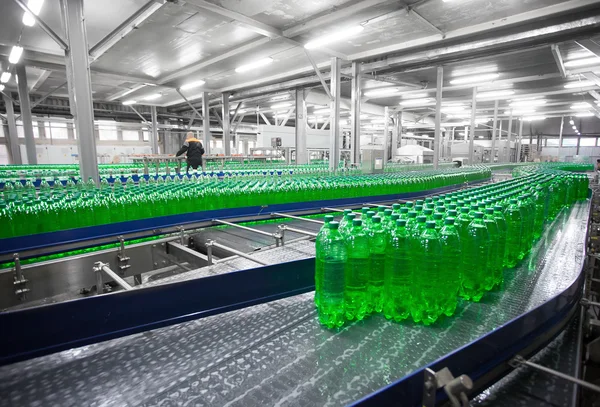 Plastic  bottles on factory line