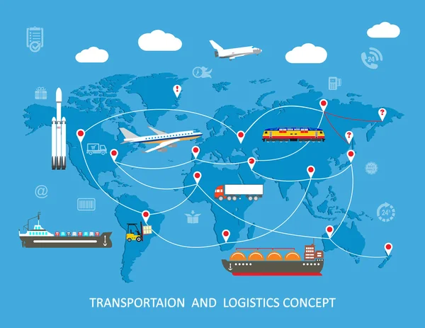 Logistics flat global transportation concept.