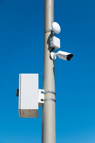 Security cameras on street pylon