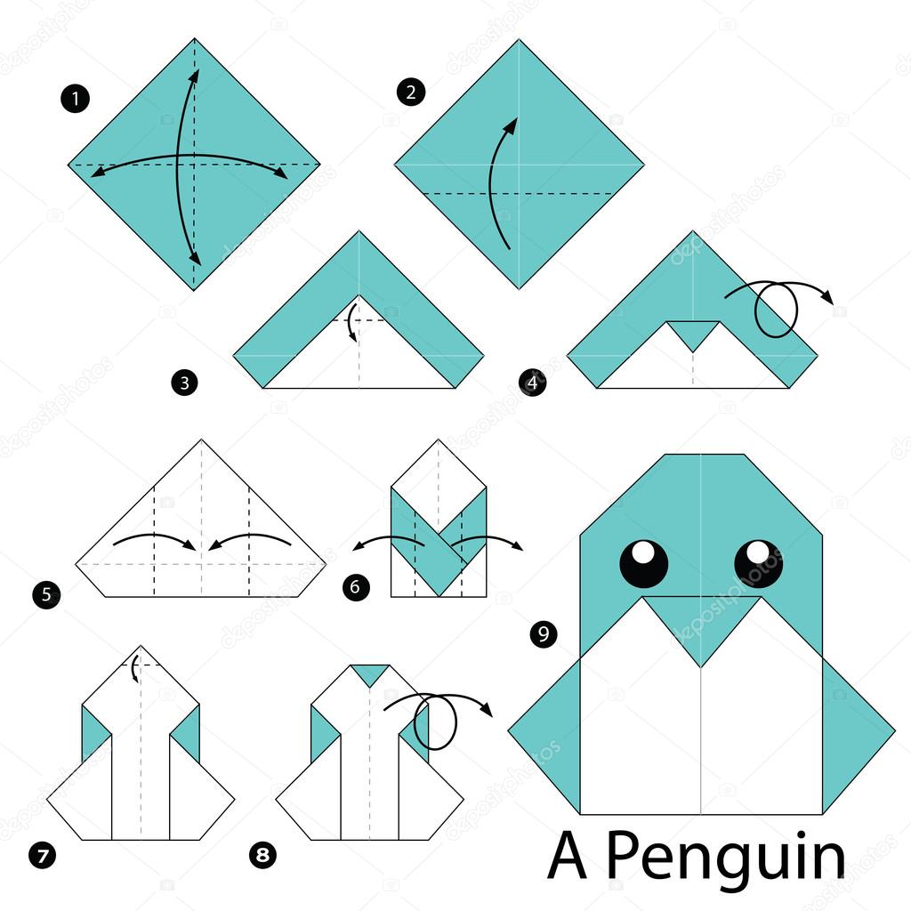 Jak Zrobić Pingwina Z Papieru Krok po kroku instrukcje, jak zrobić origami pingwina A — Grafika