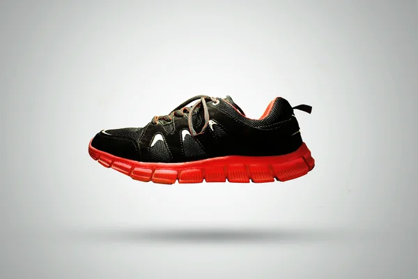 Black & Red Sports Jogging Shoe Isolated On White Background
