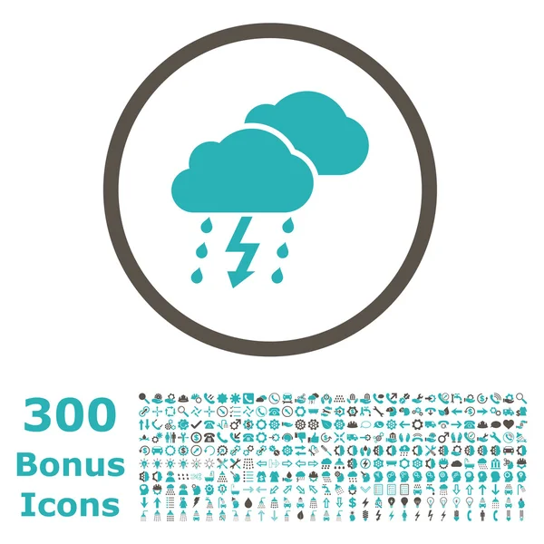 Thunderstorm Rounded Vector Icon with Bonus