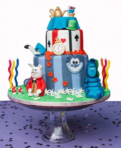Alice in Wonderland theme birthday cake