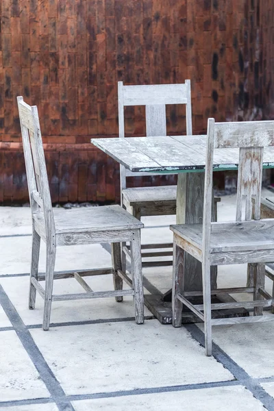 Empty wooden vintage table in morning cafe