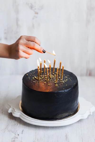 Black birthday cake