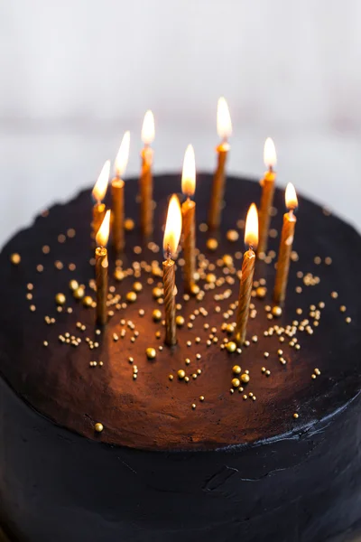 Black round birthday cake