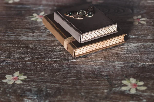 Vintage notebooks with leather covers