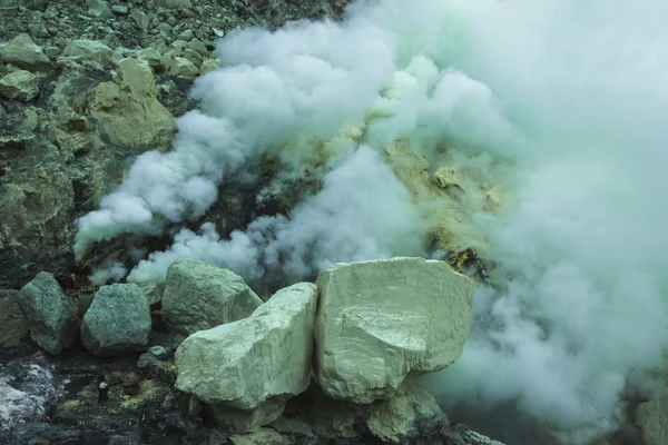 Inside Ijen volcano crater