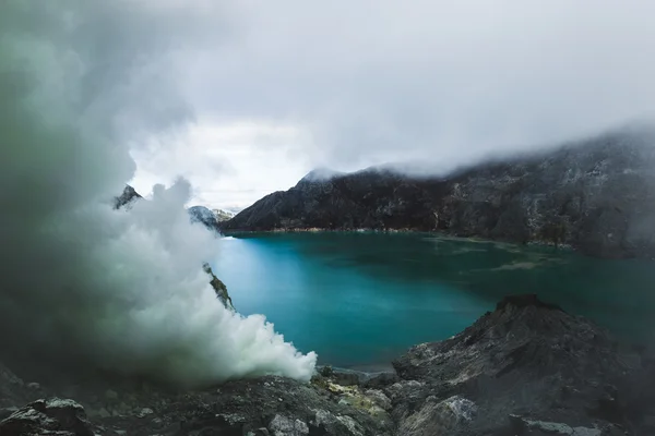 Inside Ijen volcano crater