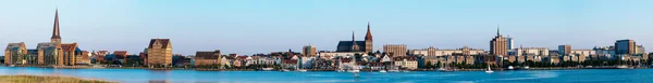 Panorama view to Rostock. River Warnow and City port.