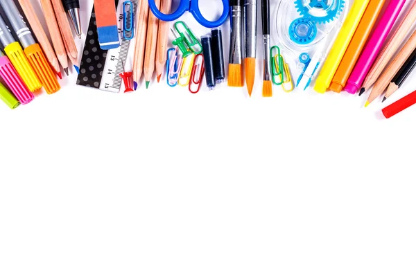 School and office supplies isolated on white background.