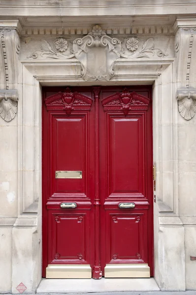 Red old wooden door