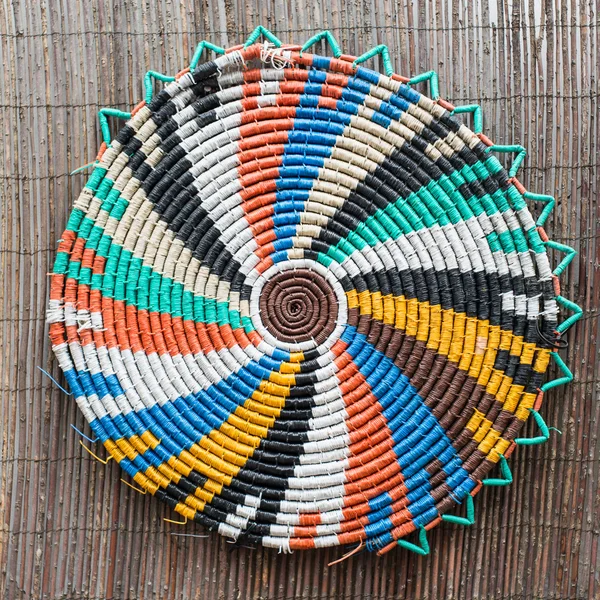 Colorful straw cushion