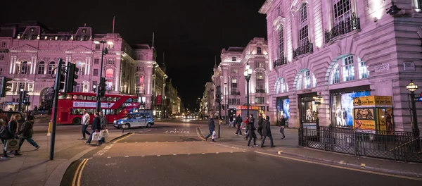 London Piccadilly Street Corner - wide angle shot LONDON, ENGLAND - FEBRUARY 22, 2016