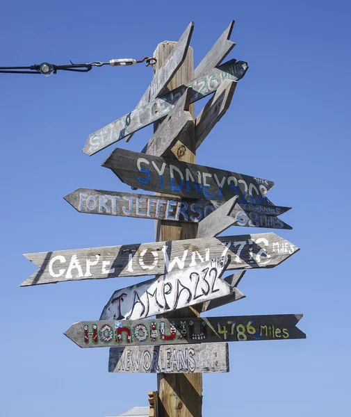 Direction signs in Key Westshowing distance to other cities - KEY WEST, FLORIDA APRIL 11, 2016