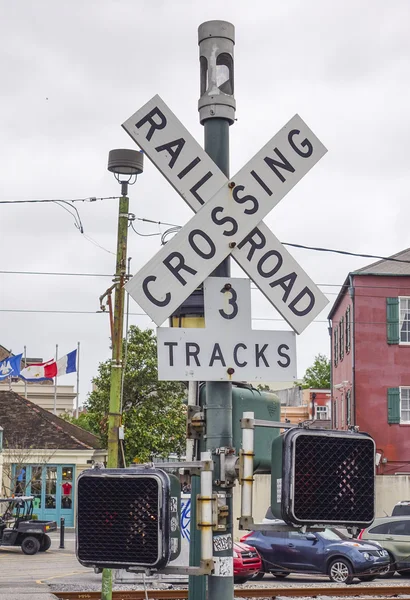 Railroad Crossing in New Orleans - NEW ORLEANS, LOUISIANA - APRIL 18, 2016