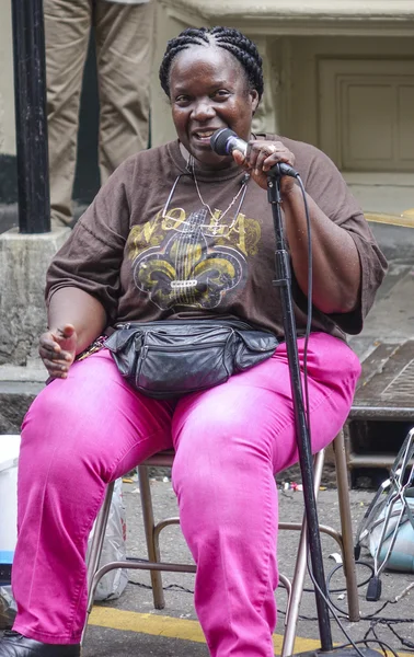 Typical street musicians for jazz music in New Orleans - NEW ORLEANS, LOUSIANA - APRIL 17, 2016