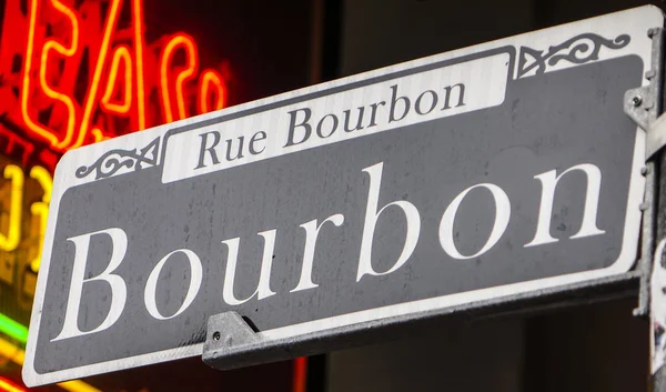 Street sign of New Orleans most famous street Bourbon street at French Quarter