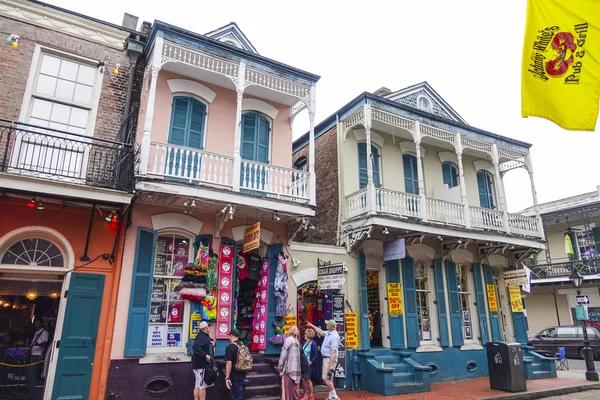 Colorful houses in New Orleans French Quarter - NEW ORLEANS, LOUISIANA - APRIL 18, 2016