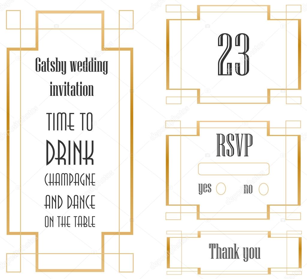 Ramki Biały Art Deco Na Wesele Zaproszenie Zestaw Grafika Golden Frame Wedding Invitation Set With Mahagon Erfly Vector By Martist