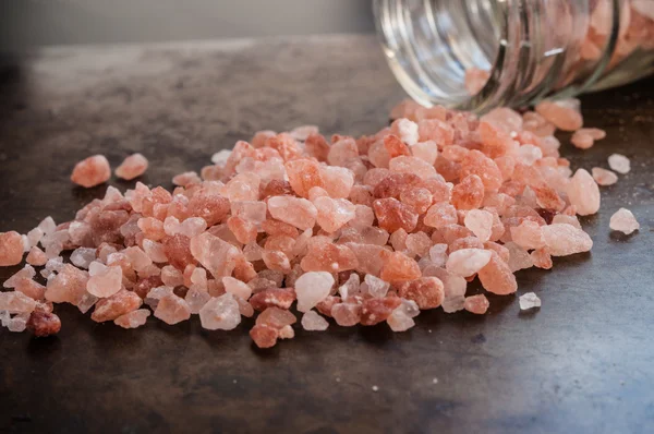 Scattered Himalayan pink salt crystals
