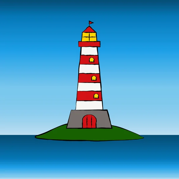 Cartoon Lighthouse on island