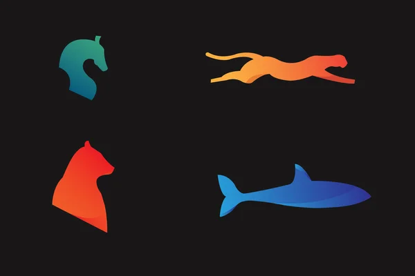Animals. Horse. Cheetah. Bear. Shark. Logotype