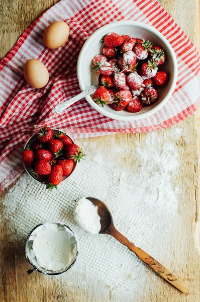 Cooking cake with fresh ingredients for preparing in cooking. Ru