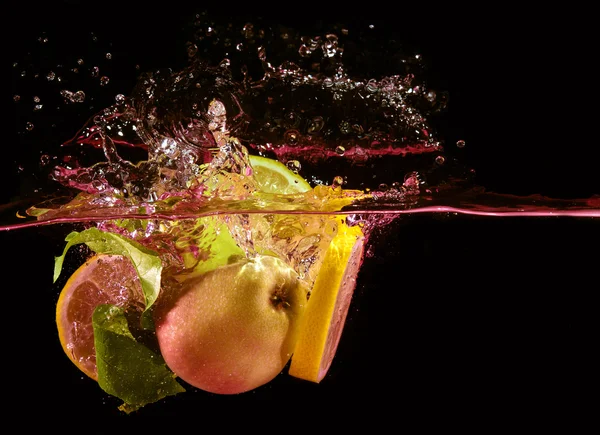 Fruit splash in water