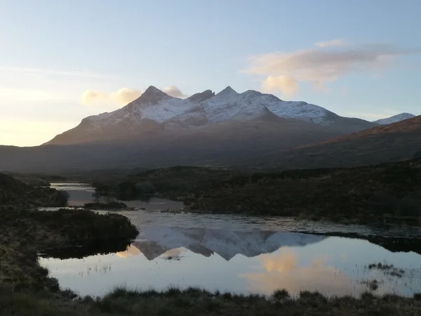 Early morning view of the Cuillin Mountains, Isle of Skye, Scotland in mid-winter