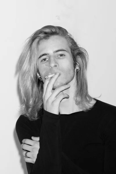Young man fashion model polaroids snapshots black and white