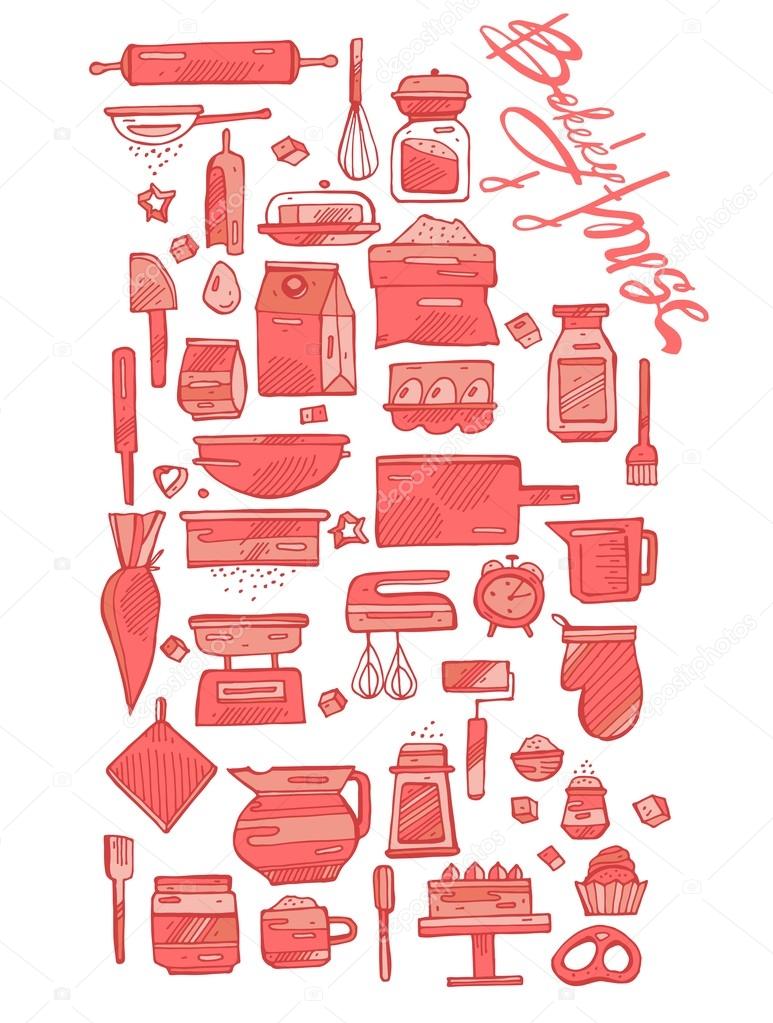 Hand draw icons set of kitchen tools,baking graphic elements for Hand draw icons set of kitchen tools,baking graphic elements for
