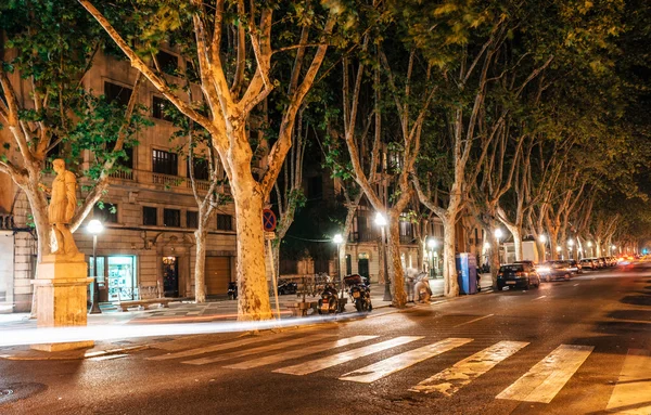 La Rambla street at the heart of Palma de Mallorca at night, Spain