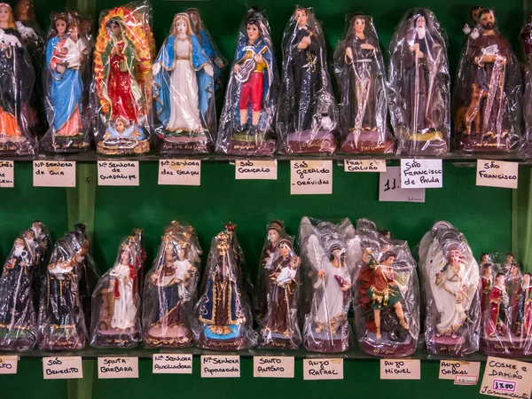 Packed saints statues in a tradicional brazilian shop