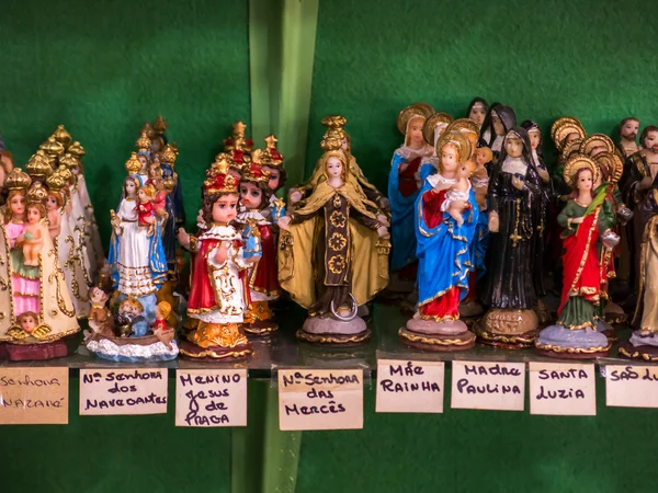 Packed saints statues in a tradicional brazilian shop