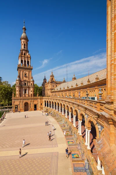 Architectural complex of Plaza de Espana in Sevilla, Andalusia province, Spain.