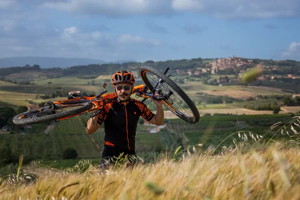 Bibbona, Tuscany, Italy - May 24, 2016: lifestyle Mountain bike