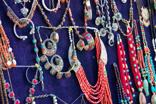 Oriental beads and silver accessories in the bazaar