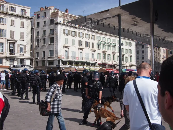 Police and English fans in Marseille