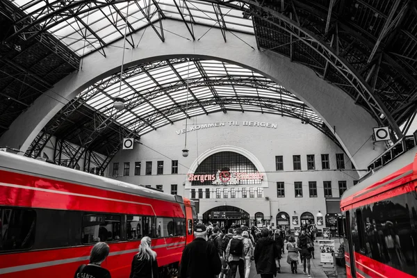 Covered platform of the train station in Bergen