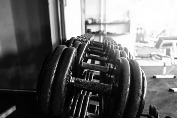 Sports dumbbells in a gym