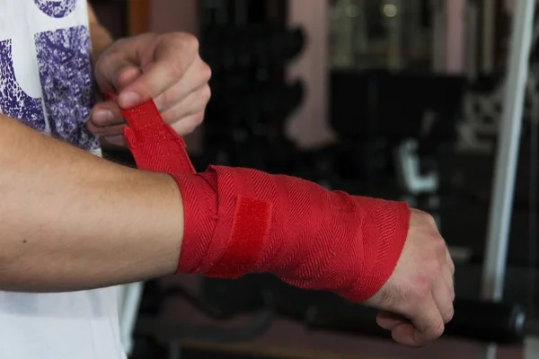 Wrist wraps in the gym