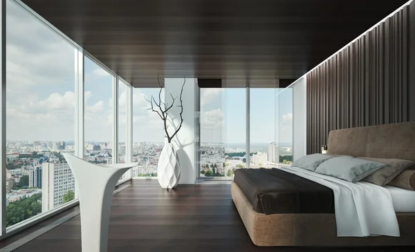 Interior bed room apartments in the style of minimalism