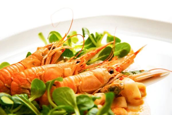 Prawn dish with salad