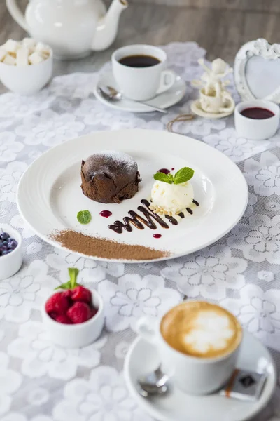 Chocolate lava cake set with ice cream