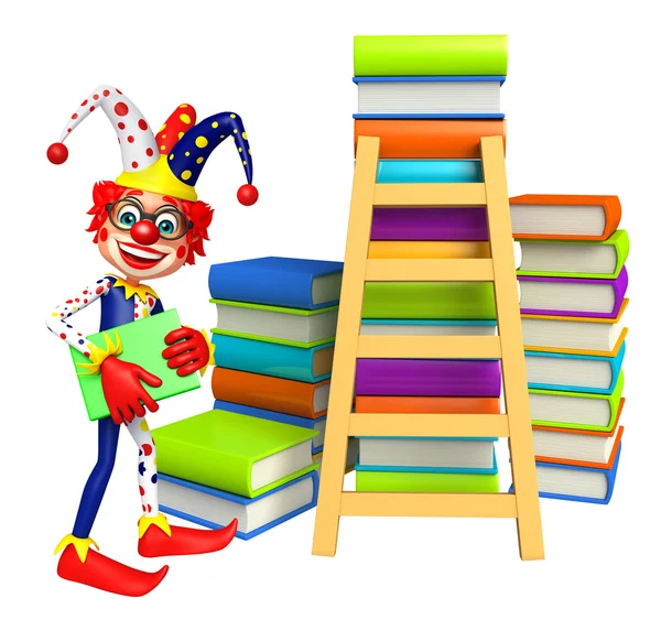 Clown with Book stack and Ladder