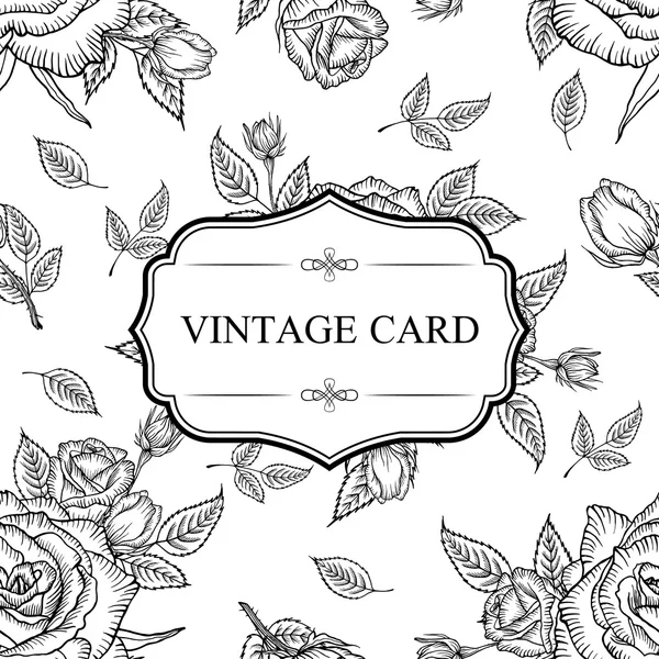 Seamless pattern flower rose with vintage labe