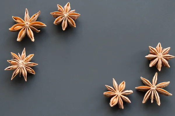 Star anise on a black background